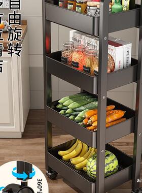 厨F977JSTS房置物架多地功能落放菜小推车子家用架果蔬菜篮多层收