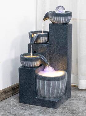 山假水现流水摆循环水件鱼缸客厅代tb-68087山水景风水轮入户玄关