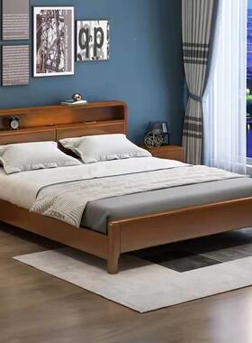 实木床全实的木18双人床1米米单人床1米52床家用简约原木WH-SJXP
