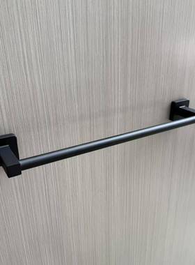 跨境锈钢四方厕纸浴室黑色毛巾架卫HTY件生间毛不巾杆架挂件套装