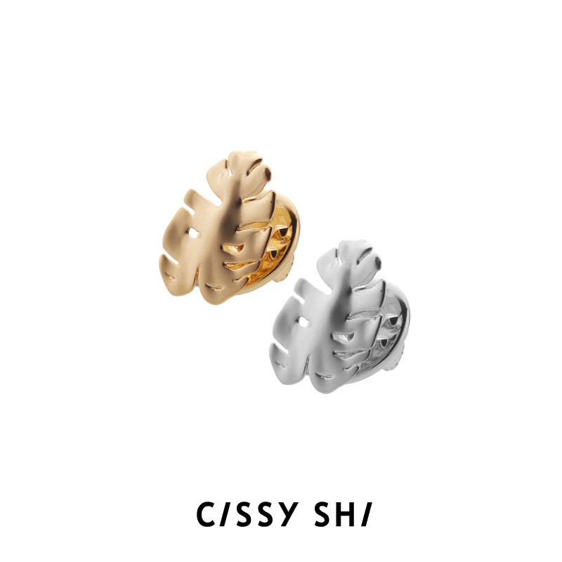CISSY SHI丘比特龟背叶芝士打蛋器胸针 镀18k金色别针配饰