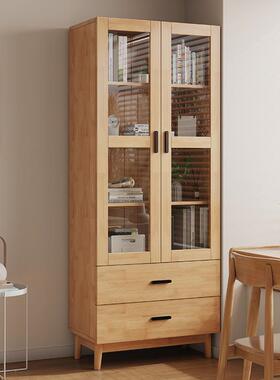 实木书柜带AT202、A玻璃门客厅柜家用展示现代约儿件童暑假落简地