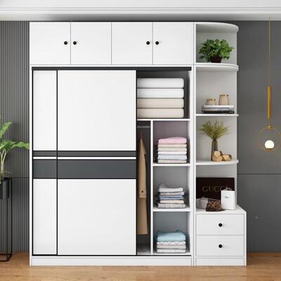 l衣0实木柜家用卧室推拉门大衣橱简约现Ap84y6Kfw代单人出租屋组