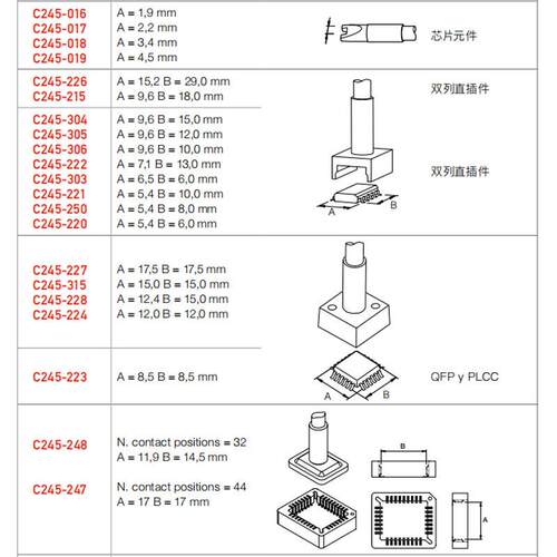 B234C通用型4-B焊台T25焊笔专用C245系列直插双，列J芯片烙铁头