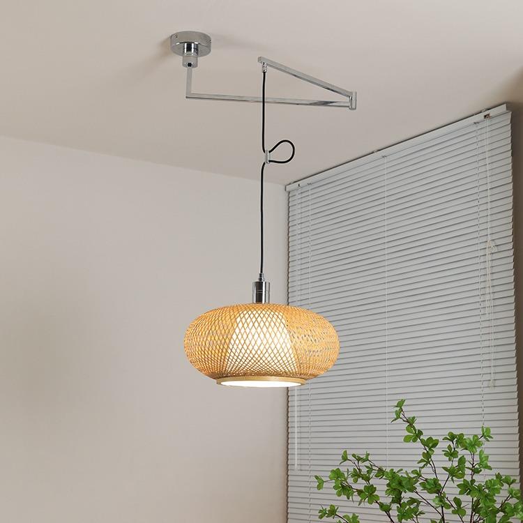 东南亚编吊灯可位移卧摇臂93书房客竹厅灯复古走廊庭院室竹主艺灯