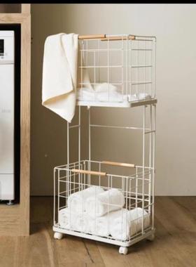 脏衣服收纳筐层折篮双脏衣篓家用浴万室放脏衣服向82355轮推车叠