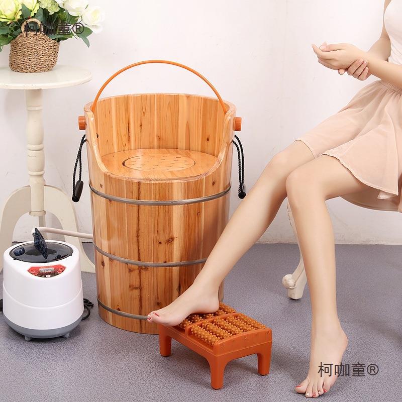 杉家用加热蒸泡脚木木桶汽熏蒸桶太足浴桶足疗桶泡脚OJL养生木桶
