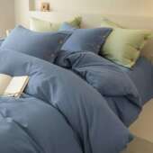 单人简约素色厚加棉三件套四季 TJA用10全0棉纯四色纯棉磨毛件套