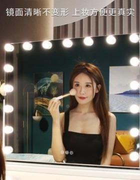 化妆镜台l式ed灯镜子梳妆镜灯大号家63184泡用网红宿舍桌补面光镜