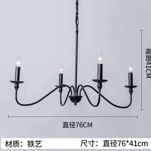 式中古美复古客厅灯设计师465欧式极全铜餐简吊厅卧室书房蜡烛灯