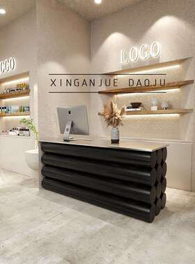 服装中店岛展示台工风业店铺装饰陈HHD列道具异形黑色烤桌漆桌子