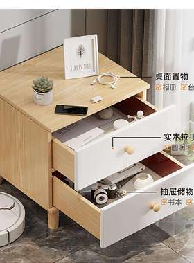 家用实木床头柜卧室小型极迷窄床简窄边柜超夹缝收纳柜88195你约