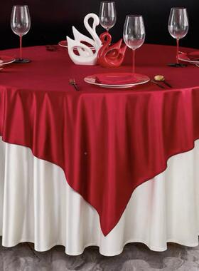 圆新款酒店大桌圆桌纯色布双层贡缎圆桌布商用形77476桌布宴会厅