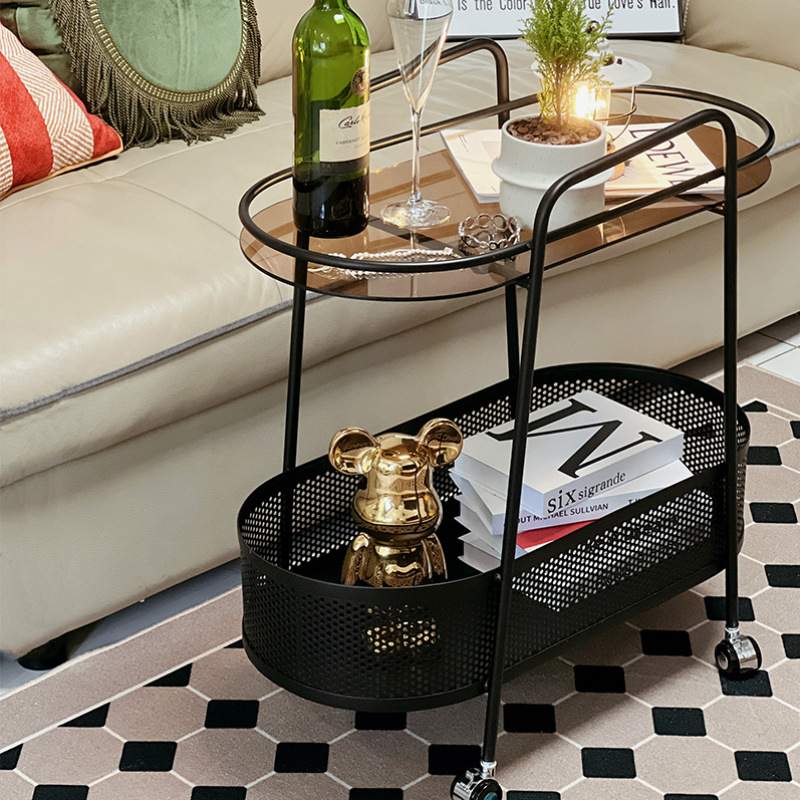 轻奢沙发小边几茶几可移动迷你创意床头边柜茶桌铁艺玻璃小推车