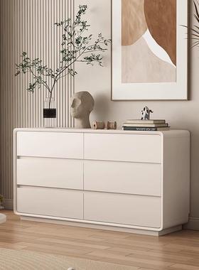 实木斗柜约奶油风卧KGV床柜大容量客厅靠墙室简现代白色五斗储物