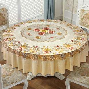 中酒式 奢桌布8268拼接加厚vc防水防油防轻烫台布免洗圆形店大p圆