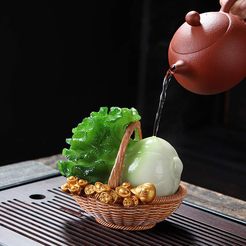 招财茶宠变色可养白菜摆件茶桌百财茶玩创意茶道配件精品个性厂家