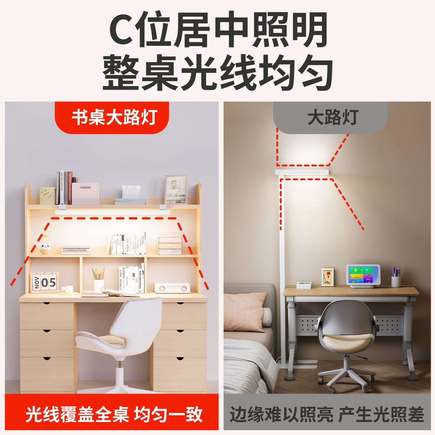 读全桌光谱台灯护眼学HX-007习专用儿童书阅生柜板大路灯壁挂悬挂