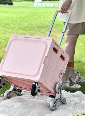 买小菜车小拉车折叠拉户外轻便51595露营推车收纳箱带便轮轻杆储