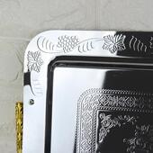 大号形彩边西盘酒方店自助餐收盘不锈UIG点钢酒店欧式 纳餐具现货