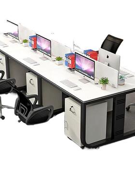 职员办椅公桌办TRA公室具办公务桌4人家位双人工位卡座财电脑桌组