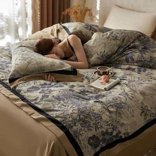 五星级长绒棉磨毛四件套床12支奢-JC-0华洛可全可风棉0被套纯棉笠