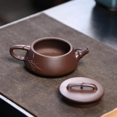 宜紫砂厂正宗手兴工茶壶非机车壶原矿紫泥竹节石瓢壶壶219茶具家