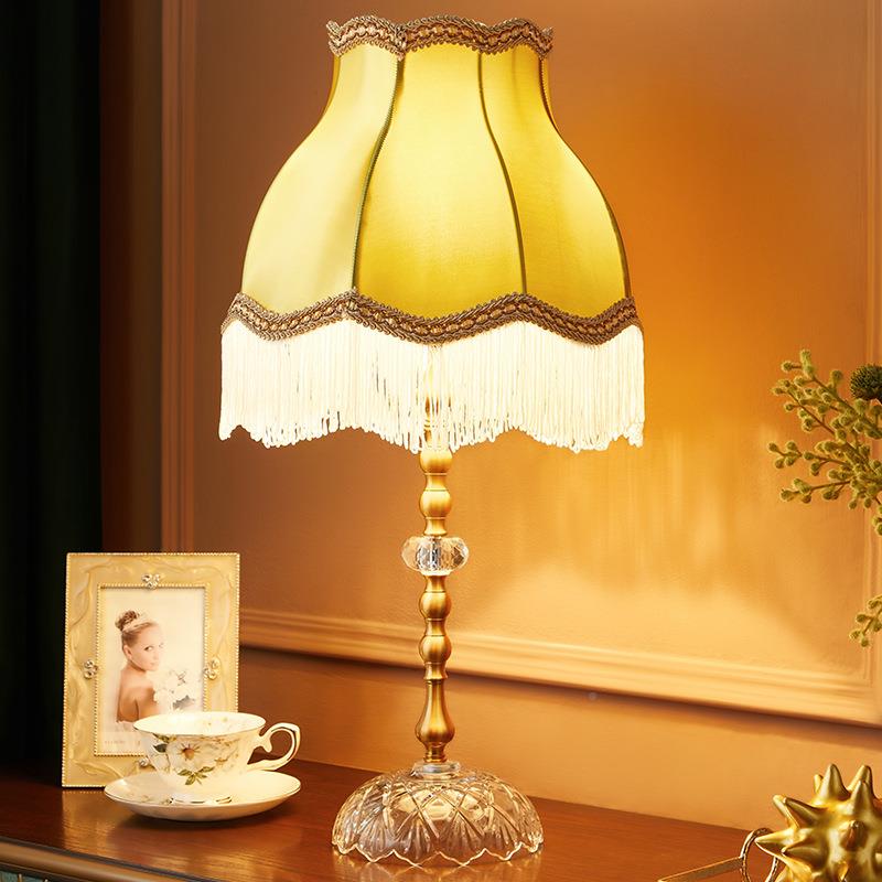 法式田园客T208厅室床头玄铜水全晶台灯家用le卧d护眼书桌关装饰