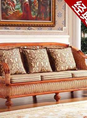 藤藤沙发客厅组合编家具沙发五件椅套藤竹沙实75801木沙发藤木藤