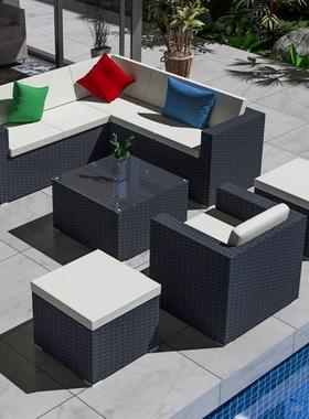 户藤编沙发休庭院组外合防水48202防晒闲露双人沙发天阳台编藤家