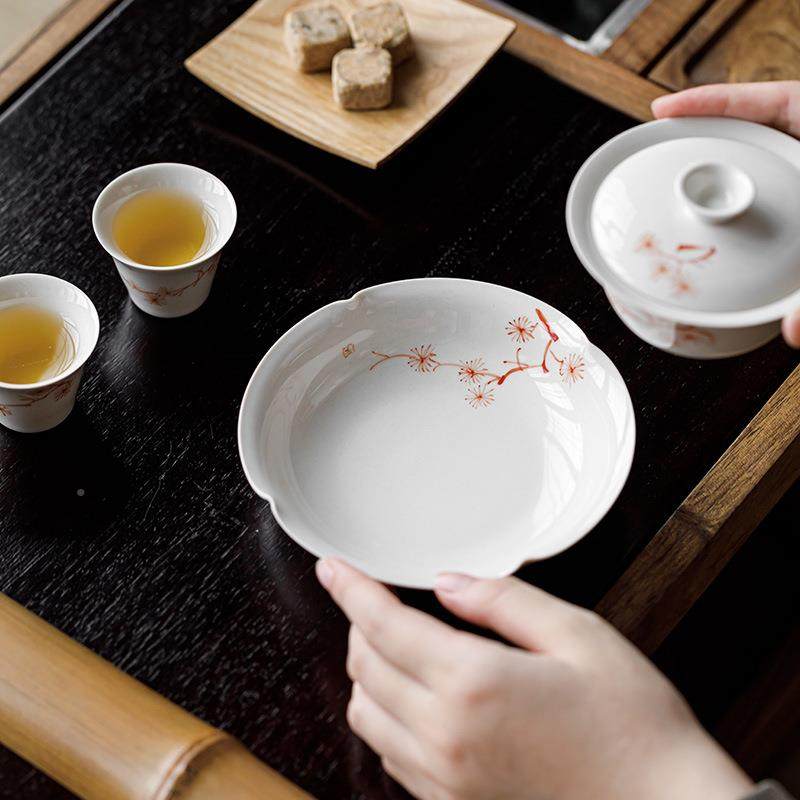 陶瓷手绘矾盖JNT-CH00红松风花茶壶承干泡盘小台茶口点盘养壶垫碗,餐饮具,整套茶具,淘宝优惠券,粉丝福利购,淘宝优惠卷