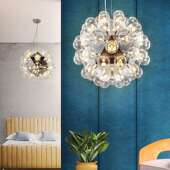 代简客球厅卧室餐厅酒店样板房48406不锈钢60约头玻现璃泡泡吊灯