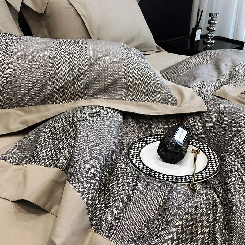 轻奢高端120支长绒棉磨毛四件套全棉纯棉秋冬印花被套床单床上用