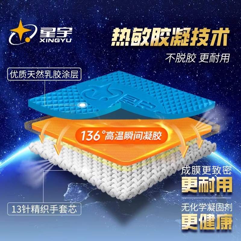 星宇A688劳保手套乳胶压纹耐磨防滑工作工地建筑劳动胶手套多用途