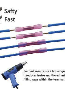 500pcs BHT1.25红色热缩对接线连接器22-18 AWG绝缘防水压接端子