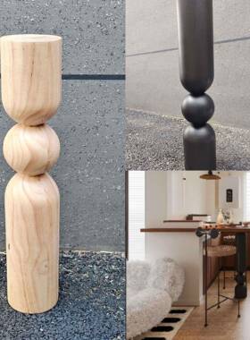 脚实木家脚具式法10078493复古株创意设计师圆吧台垒德葫芦支撑性