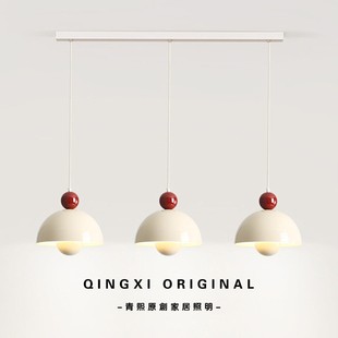 花苞奶油风餐厅吊灯法三头式中古餐桌长QM-0124条灯饭小厅吧台灯