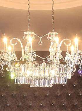 轻奢水晶吊灯简约现厅代长方灯形餐厅式吧台酒柜别墅客l欧eMD001d