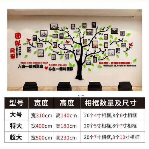 公司企业460办公室3化墙壁装饰立体励志墙贴纸标语员工风采照d片