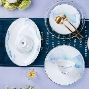 碗碟套简装景德Z1204镇陶瓷餐具缥骨瓷具缈轻奢新中式餐约家用碗