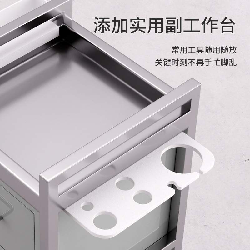 不锈钢美发店工具柜理发店收纳柜剪发柜子发廊专用推车烫染工具车