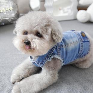宠物猫咪比熊雪纳瑞小型犬泰迪狗狗衣服春装 马甲 经典 牛仔无袖