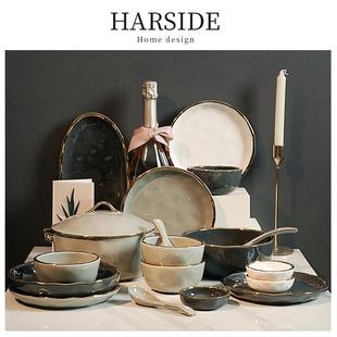 HARSIDE 乔迁新居碗筷盘家用轻奢餐具碗碟 高级感陶瓷碗具套装 日式