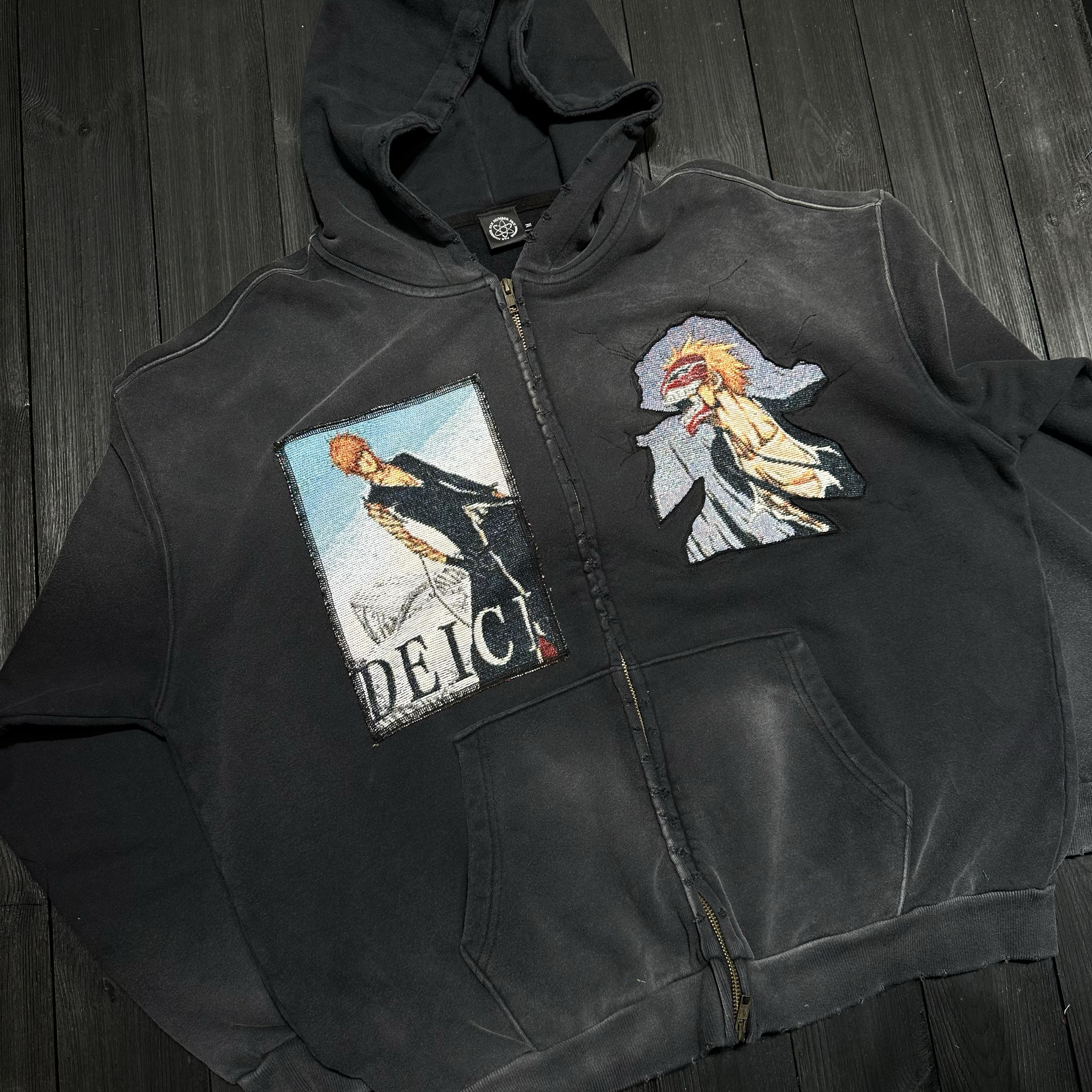 FAX NO. remake 死神 拉链做旧卫衣