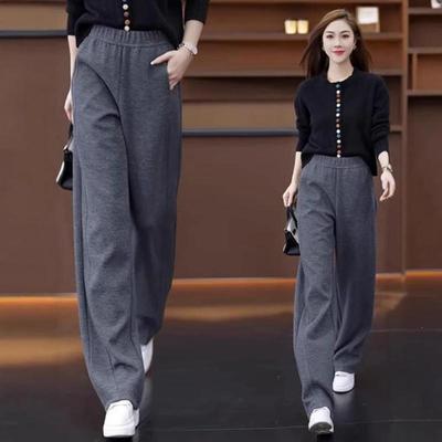 洛薇甄选灰色香蕉裤女秋冬显瘦j休闲窄版镰刀阔腿裤慵懒松弛感裤