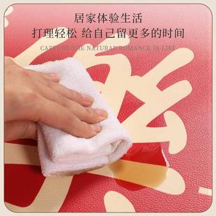 皮革入户门地垫门垫红色可擦免洗脚垫子家用懒人防滑地毯 中式