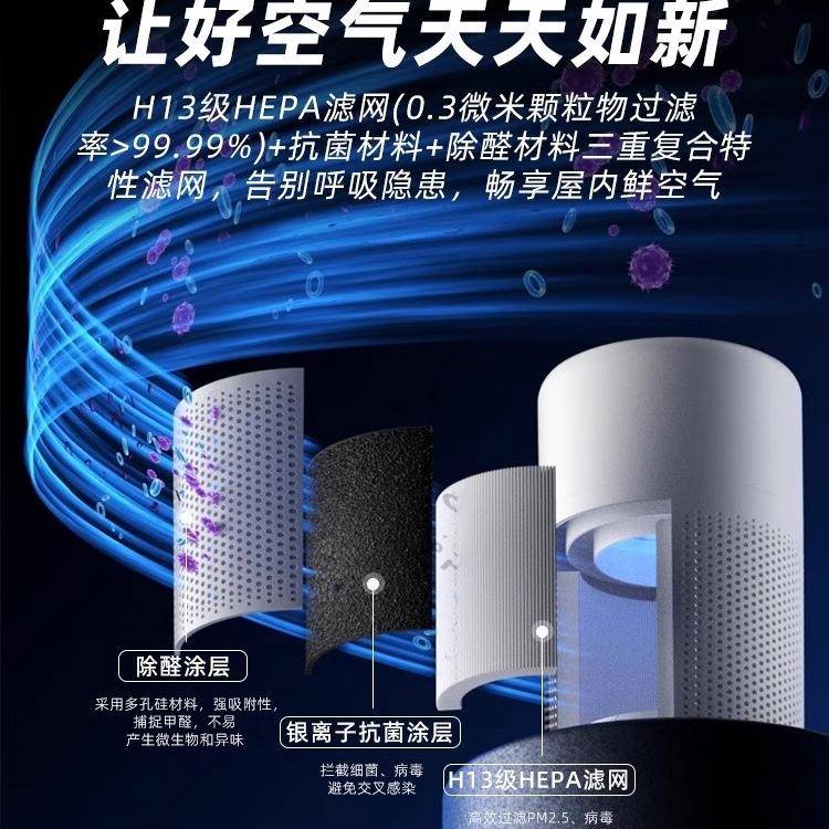 米系空气净化器桌面小型办公室去除烟味灰尘过滤家用孕妇婴儿