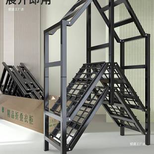 衣柜卧室家用开门式 免安装 简易布衣柜折叠衣橱结实耐用全钢架绢花