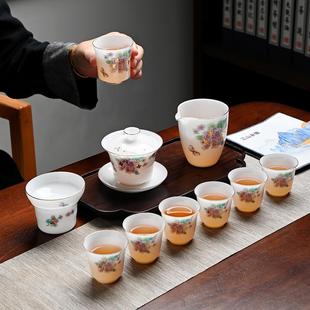 中国白茶壶盖碗整套礼品高档礼盒装 冰种羊脂玉陶瓷功夫茶具套装