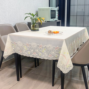 防水免洗pvc桌布田园风蕾丝餐桌布长方形茶几布台布餐桌桌布盖布